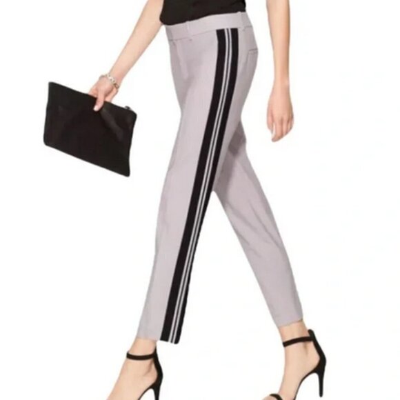 Vince Wool Blend Trouser Pants Tuxedo‎ Stripe Cropped Ankle Pant Grey/Black sz 0 - Picture 1 of 10